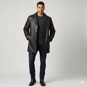 Danier 90s Men's Black Leather Jacket medium